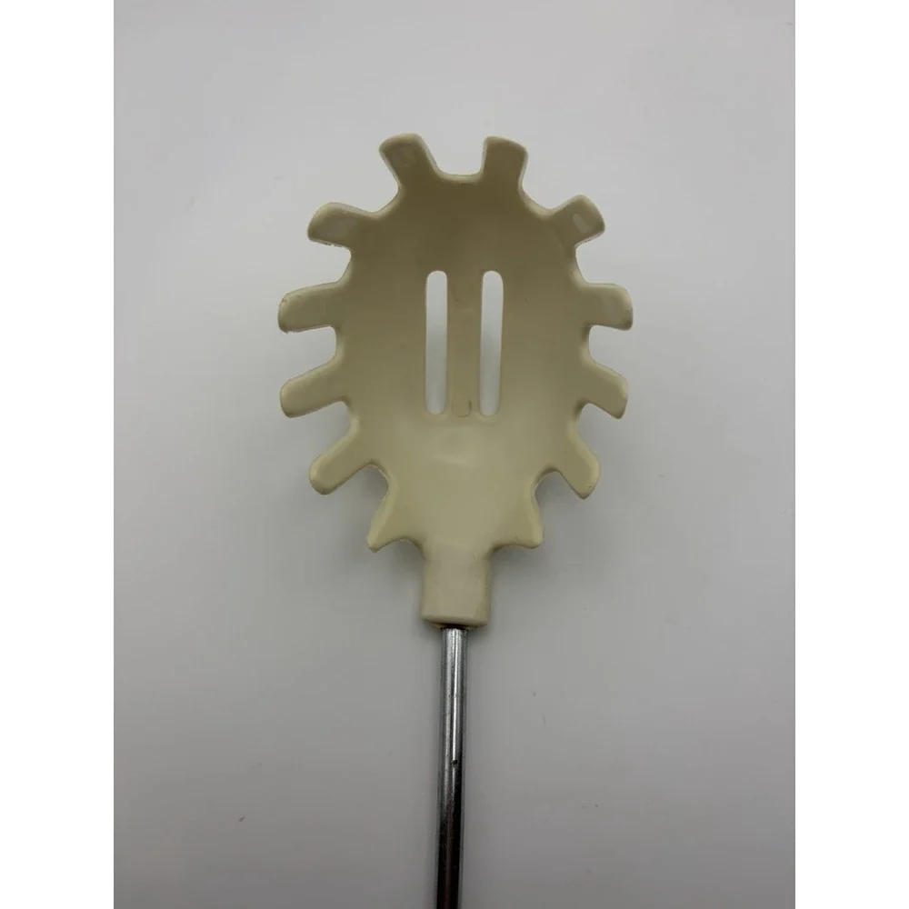 Ekco Style Slotted Pasta Spoon Vintage Almond And Chrome Serving Utensil